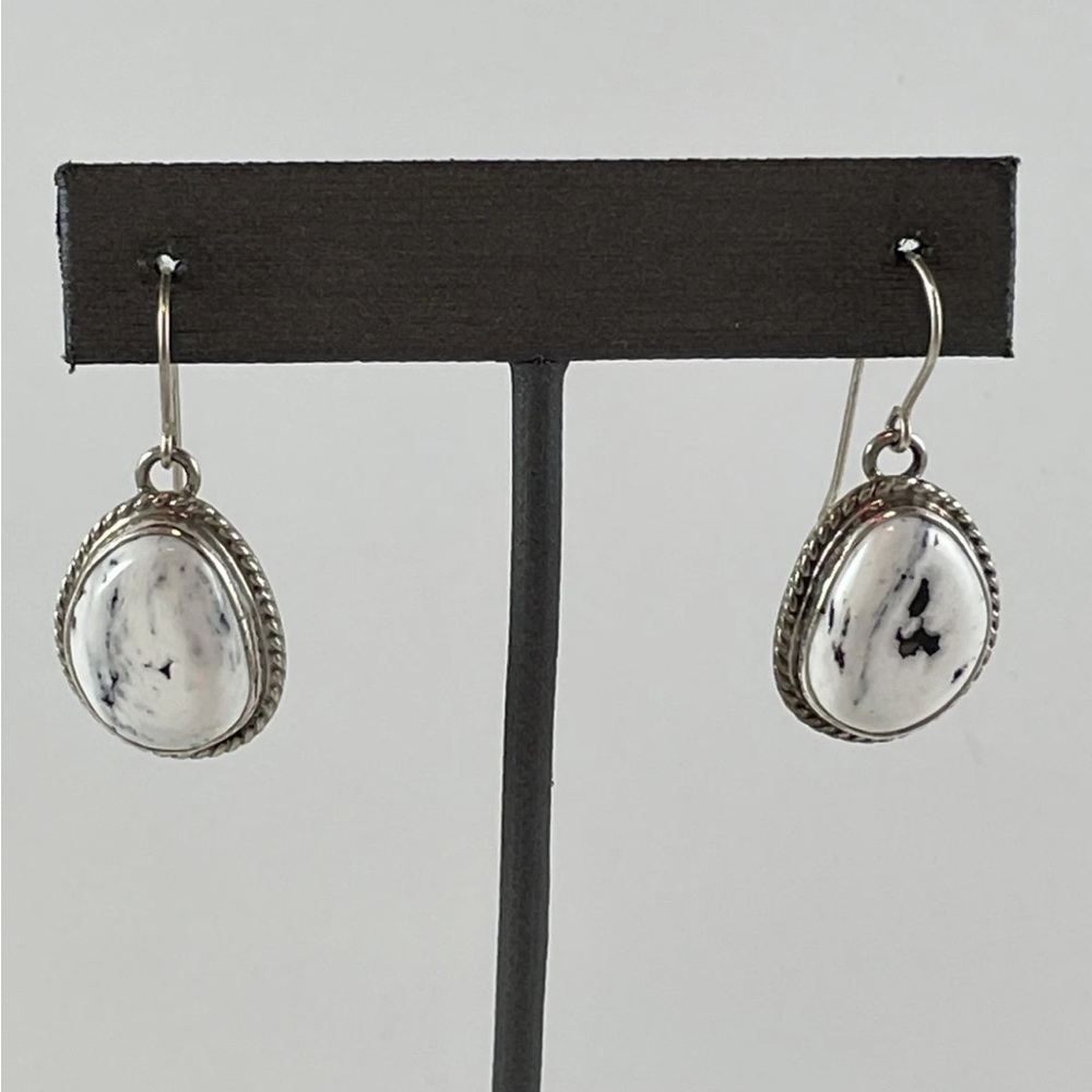 Native Made, Navajo TONY GARCIA White Buffalo earrings STAMPED